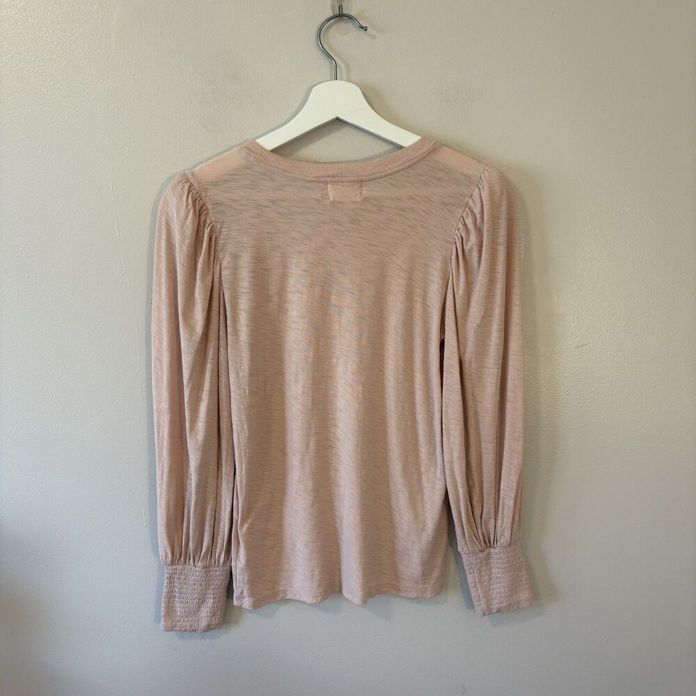 Nation LTD Puff Sleeve Pima Cotton Slub Long Sleeve Sz S - Picture 2 of 5